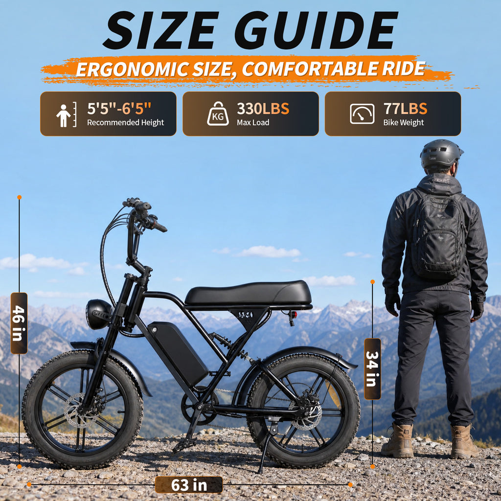 1500W Peak Retro Fat Tire Electric Bike, 48V 20AH Detachable Battery 28MPH Full Suspension E-Bike, 20"×4.0 All Terrain Electric Bicycle with 3 Color Options, Hydraulic Disc Brakes