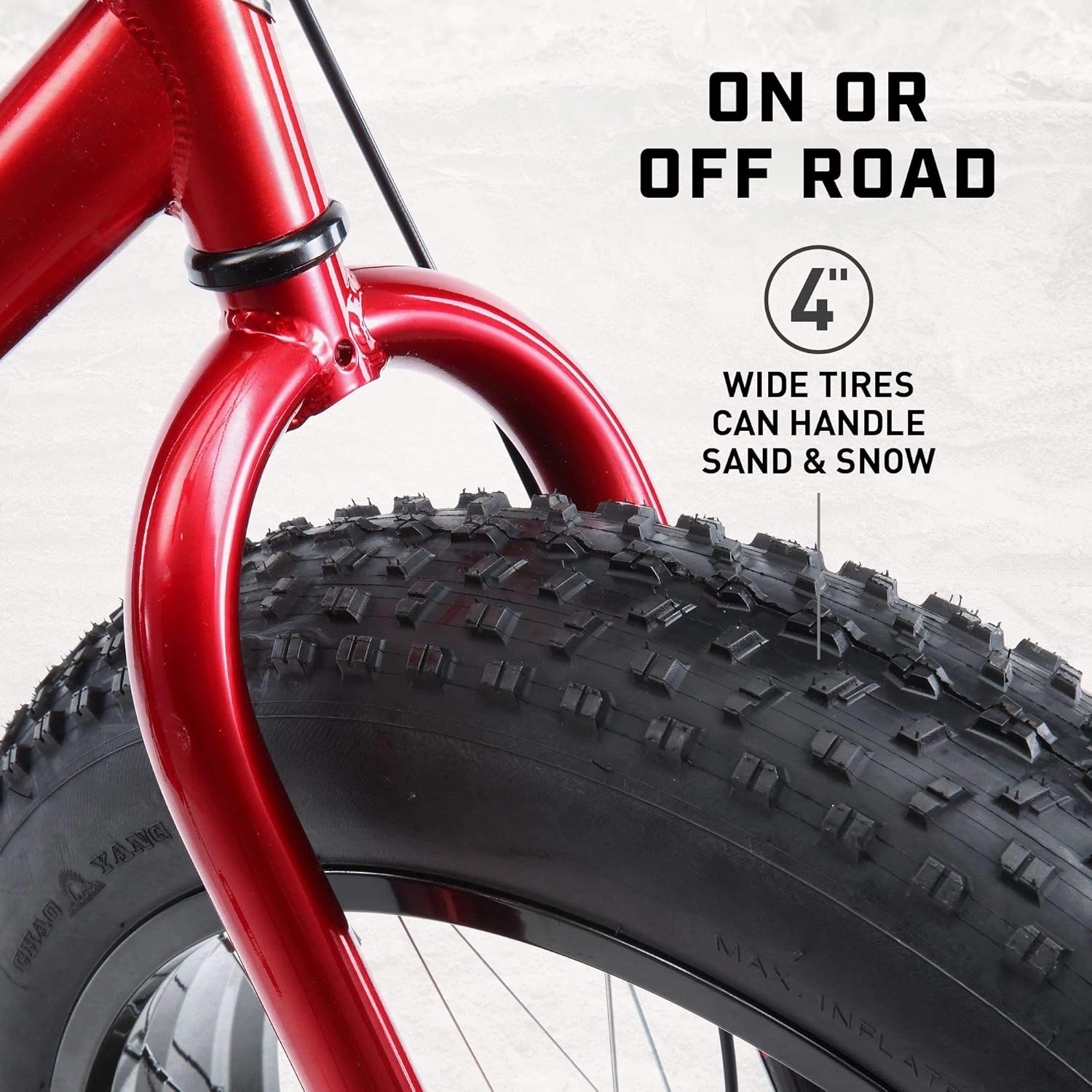 Mongoose Dolomite Fat Tire Mountain Bike, For Men and Women, 26 Inch Wheels, 4 Inch Wide Knobby Tires, 7-Speed, Adult Steel Frame, Front and Rear Brakes, Red