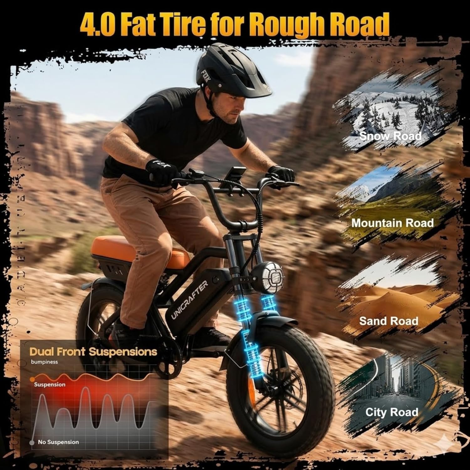 Leeyalan Electric Bicycle for Adults 750W Motor 21MPH 50 Miles Removable 48V Battery, 20/16"x4.0"Fat Tire Dual Disc Brakes, ebike Suitable for City Commuting