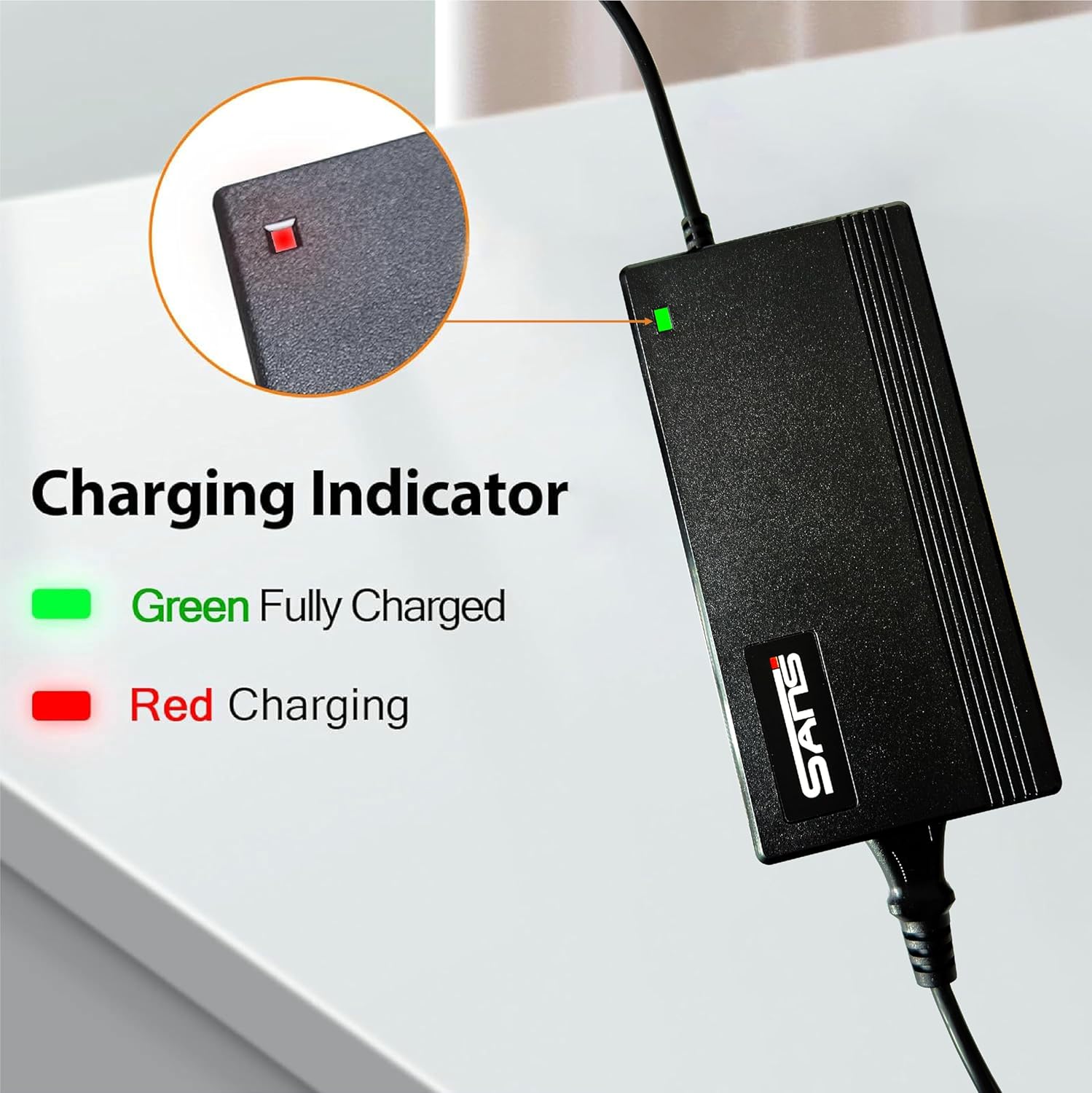 Syvrac 48-54.6V 2A Electric Bike Charger for 48V Lithium Battery Input Voltage AC120V(DC2.1MM Jack Connector)