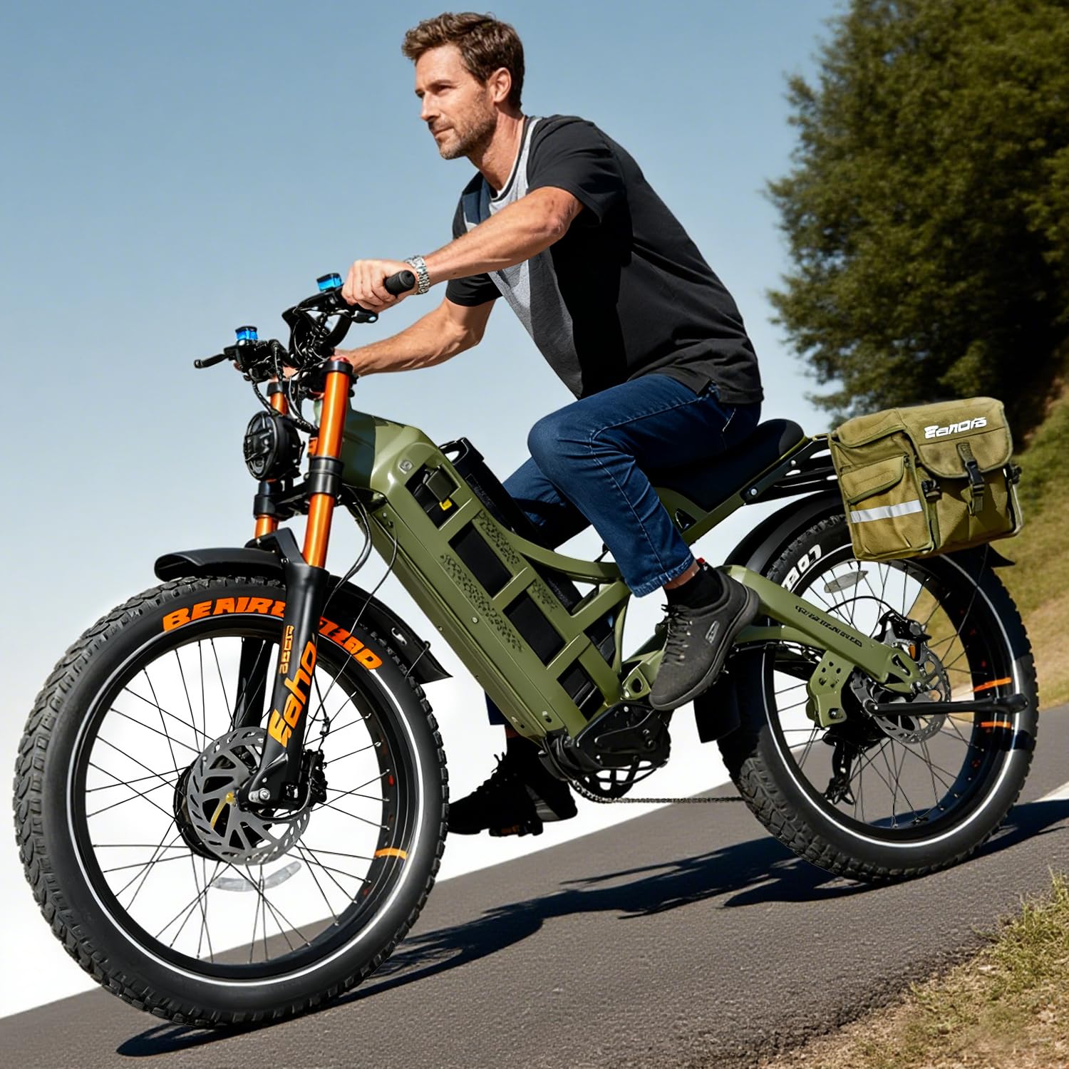 2026 eAhora Romeo Dual-Motor Ebike - 50Mph 5600W 60-80AH 250Miles Long Range Electric Bike for Adults, Full Suspension Hydraulic Brakes Electric Bicycle, 26" Mountain Bike for Off-Road Commuting