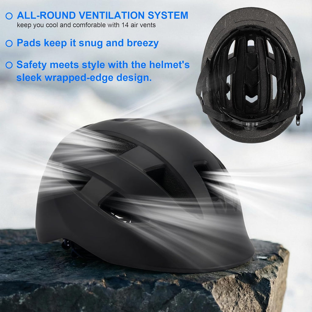 Bike Helmet Adult Men/Women/Youth-USB Rechargeable Rear Light Electric Scooter Helmet with CPSC/ASTM Certified Adjustable Lightweight for Road Trail Urban&Recreational Riding