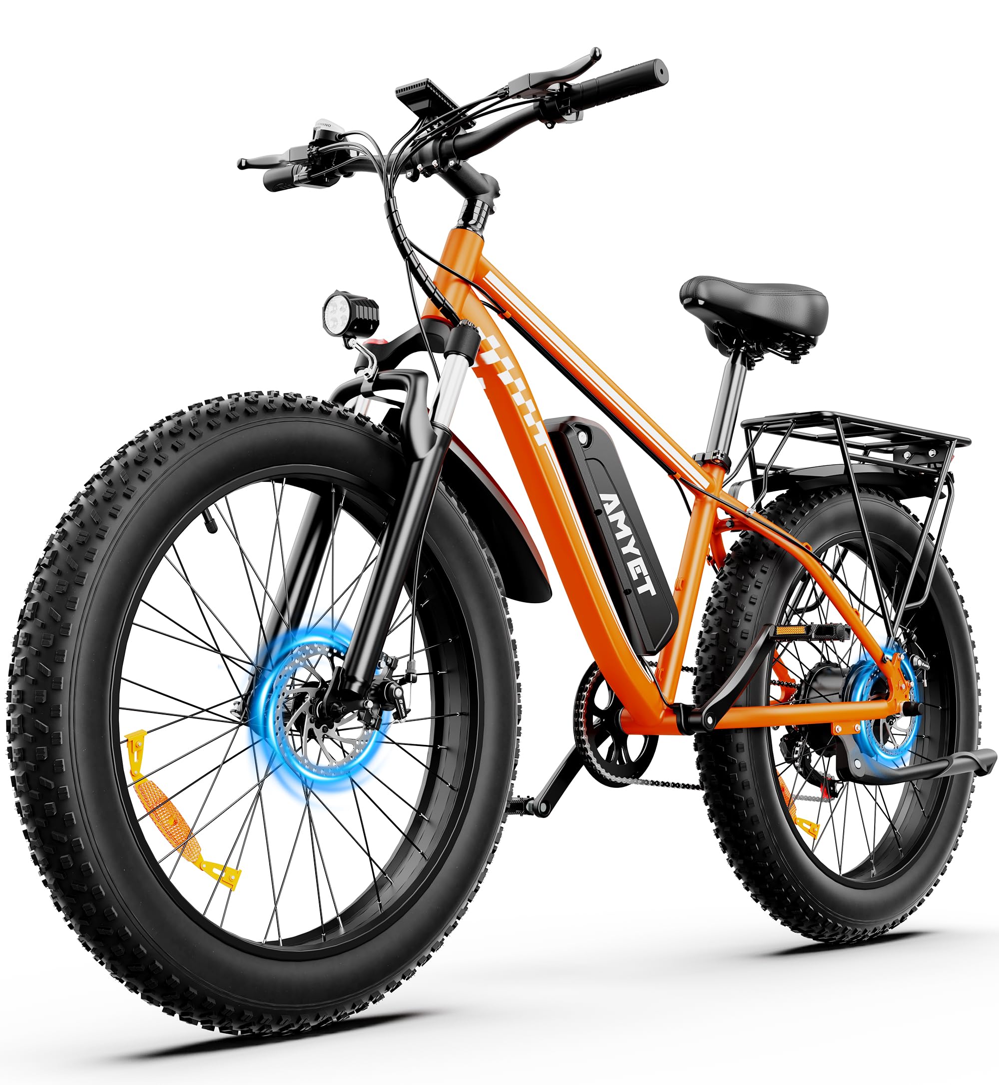 AMYET EB26 Electric Bike for Adults Peak 1500W Electric Bicycle 48V 15AH (720WH) Battery Electric Bike 26" Fat Tire Mountain 28mph 7 Speed Gears Ebike with UL 2849 Certified