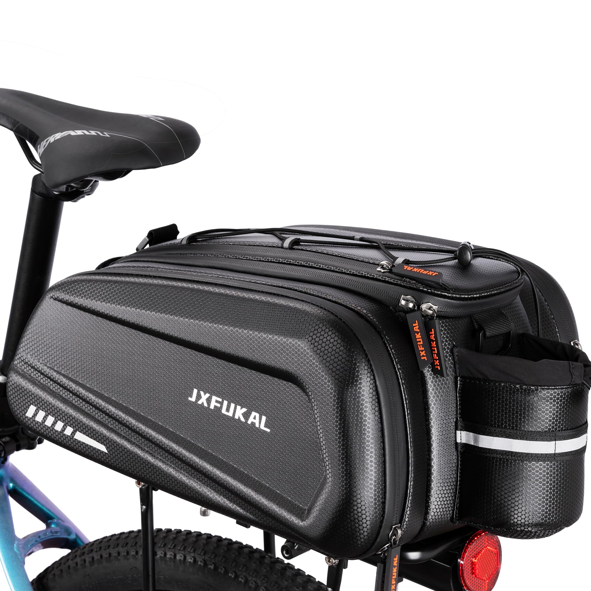 JXFUKAL Bike Bags for Bicycle Rear rack - 9.5L/17L/40L Hard Shell Waterproof Bike Ebike Trunk Pannier Saddle Seat Bag Carrier with Reflector, Rain Cover & Shoulder Strap for Commuter Travel Outdoor