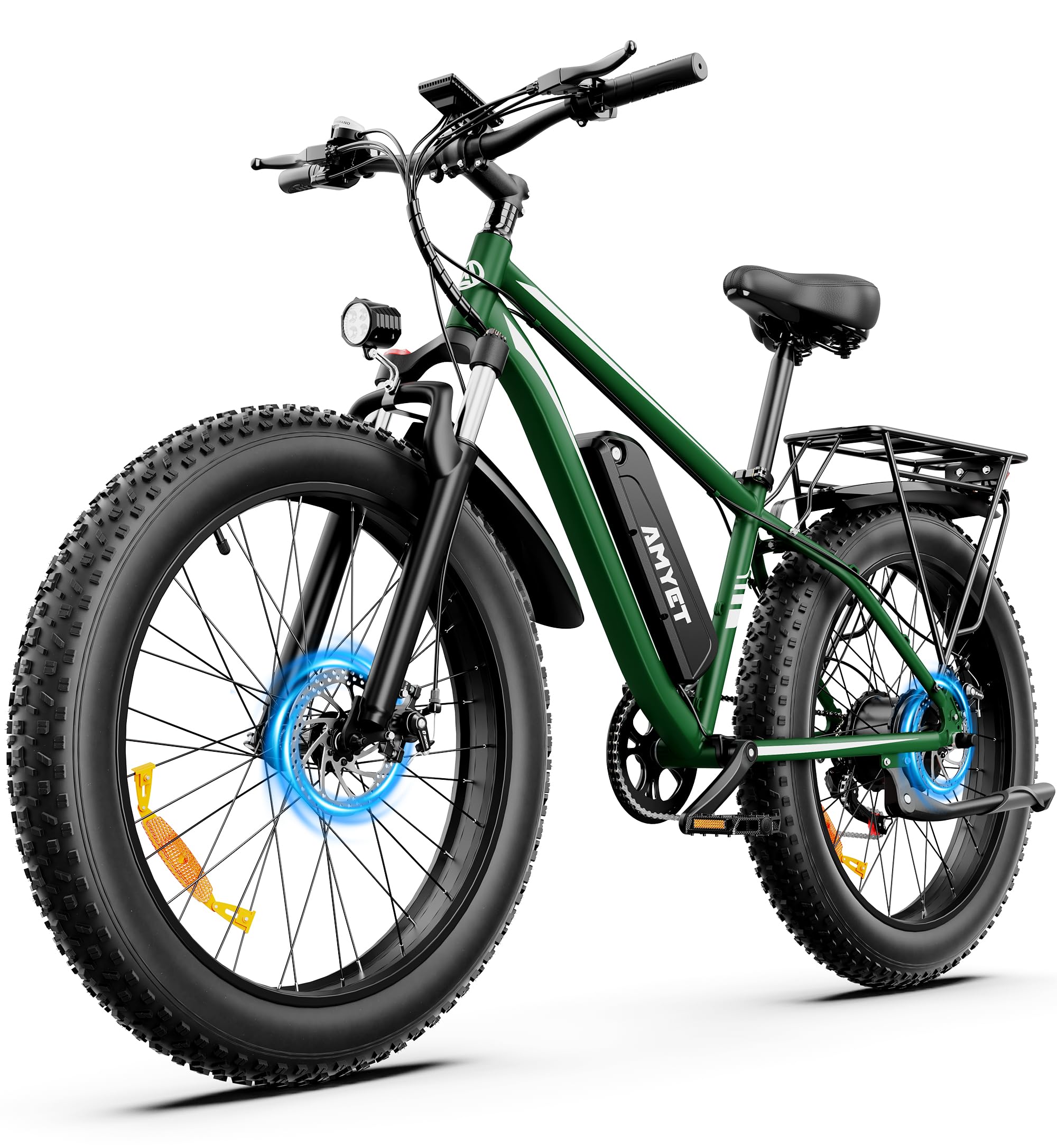 AMYET EB26 Electric Bike for Adults Peak 1500W Electric Bicycle 48V 15AH (720WH) Battery Electric Bike 26" Fat Tire Mountain 28mph 7 Speed Gears Ebike with UL 2849 Certified
