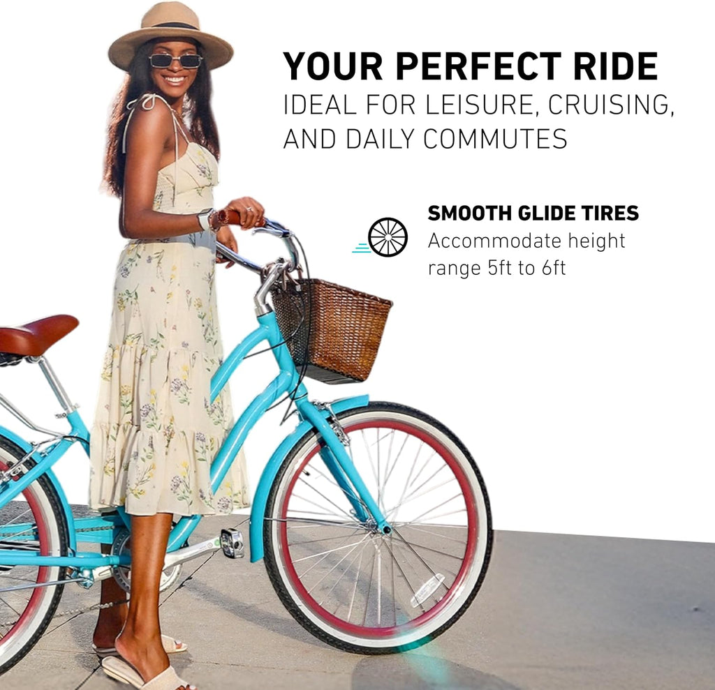 sixthreezero EVRYjourney Women's Beach Cruiser Bike, Step-Through Touring Hybrid Bicycle