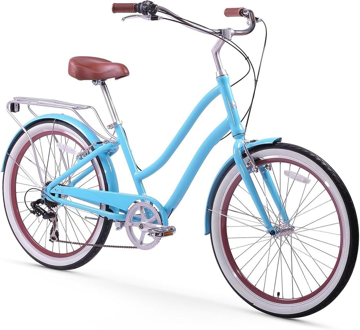 sixthreezero EVRYjourney Women's Beach Cruiser Bike, Step-Through Touring Hybrid Bicycle