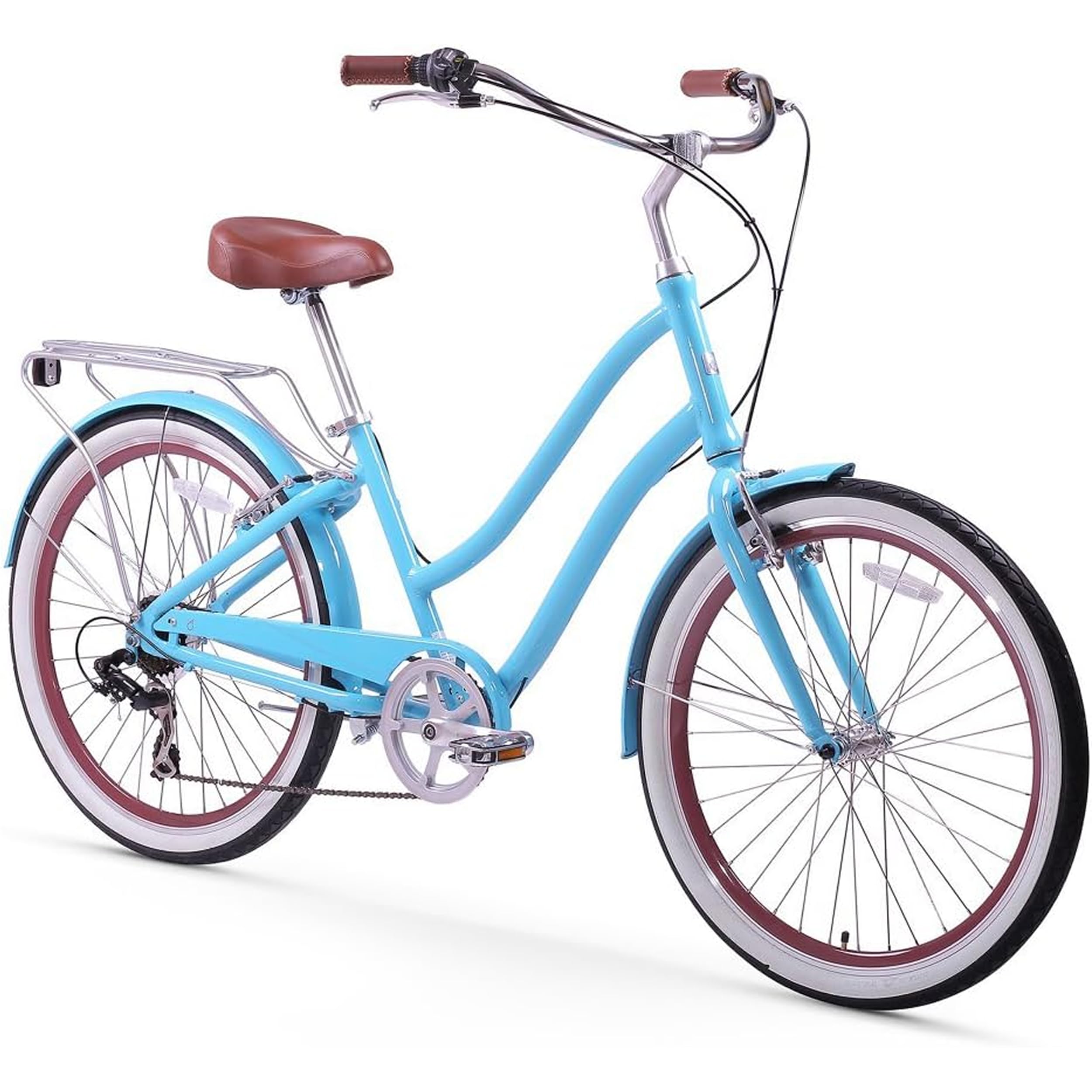 sixthreezero EVRYjourney Women's Beach Cruiser Bike, Step-Through Touring Hybrid Bicycle