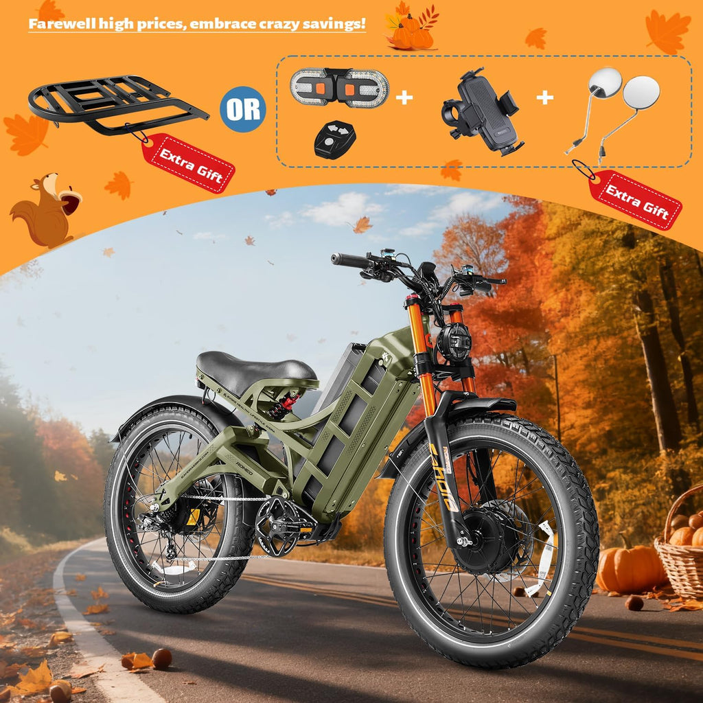 eAhora Romeo Pro 3 [2025 Latest] Electric Bike for Adults 50 Mph, | Peak 5600W | Dual Motor | Removable 60V 80 Ah Battery | 250 Miles Max Long Range | 26" Fat Tire | All-terrian