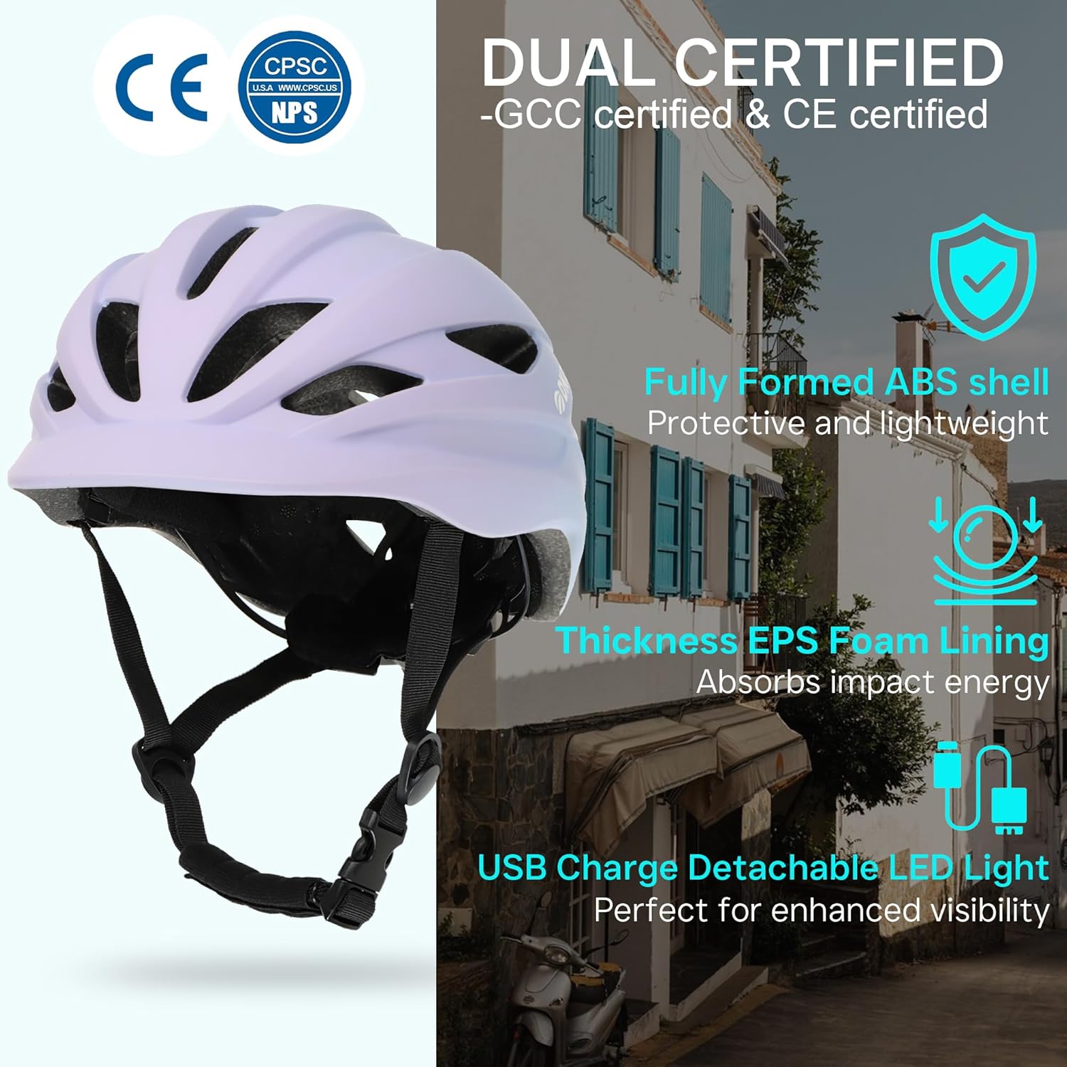 DKONI Bike Helmet Adult Urban:Bicycle Helmet for Men Women with USB Charge Detachable Taillight Helmets for Commuter Cycling Scooters