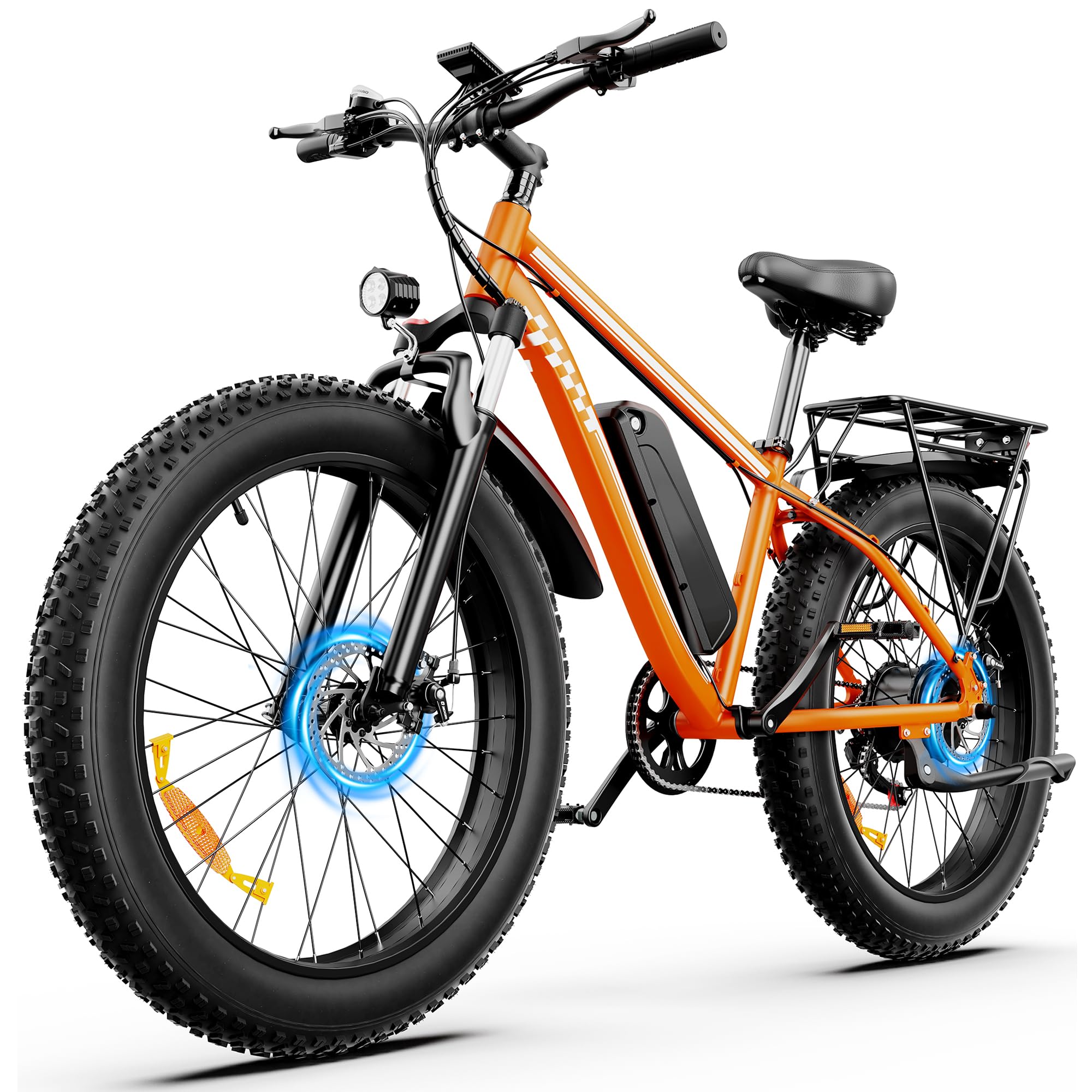EB26 Peak 1500W Electric Bike for Adults, Electric Bicycle with 48V 15AH (720WH) Removable Battery,26"x4" Fat Tire Ebike 28mph 7 Speed Gears Mountain Dirt Bike