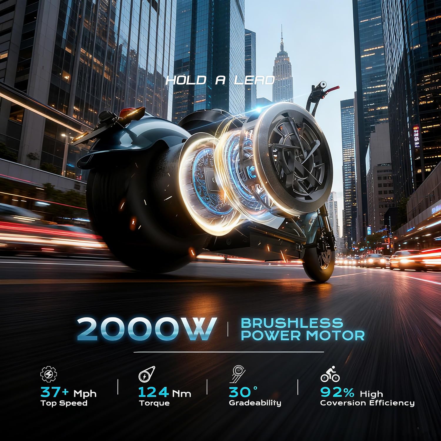 eAhora M1P 2000W 37MPH Electric Motorcycle for Adults 60V 40Ah Battery 40+ Miles Long Range Dot Approved Electric Motorcycle Full Suspension,Dual Hydraulic Brakes Adult Electric Motorcycle