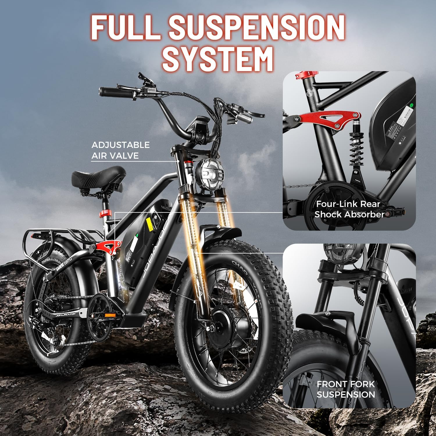 eAhora Terra/Luna 2 Dual Motor Electric Bike for Adults 3000W/1500W 33Mph/31Mph 7-Speed Ebike with Removable 48V 20Ah/15Ah Battery 20'' * 4.0 Fat Tires Ebikes with Dual Hydraulic Disc Brakes