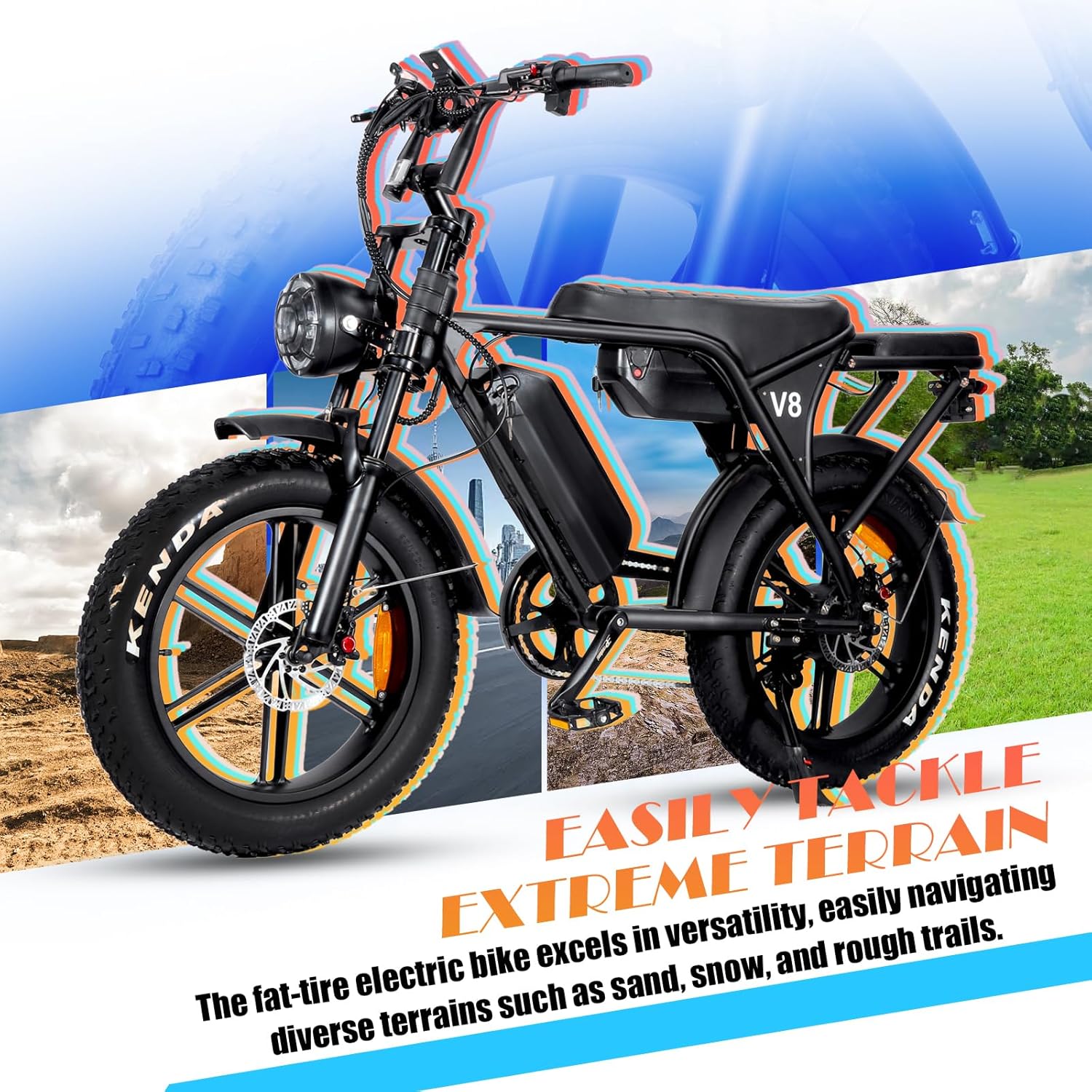 VOMO Electric Bike for Adults, 1500W 31MPH 48V 15.6AH Dual Battery E-Bike, 20" x4.0 Fat Tire Electric Dirt Bike, Full Suspension Electric Motorcycle Hydralic Brake Off-Road Moped Ebike