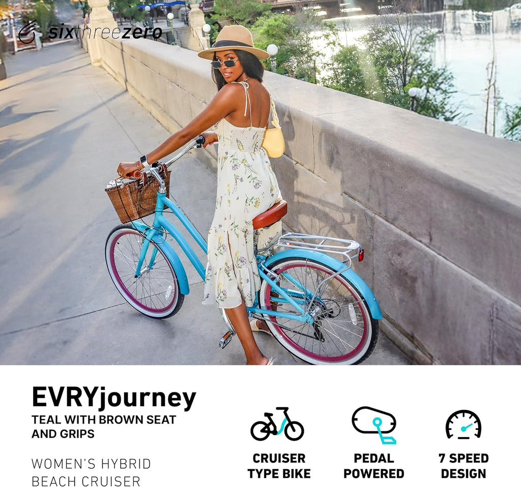 sixthreezero EVRYjourney Women's Beach Cruiser Bike, Step-Through Touring Hybrid Bicycle