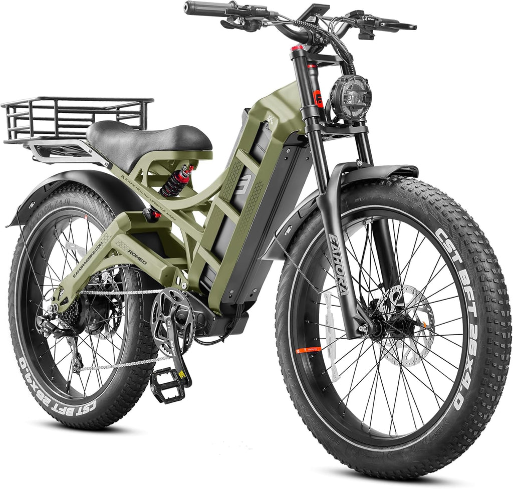 2026 eAhora Romeo Dual-Motor Ebike - 50Mph 5600W 60-80AH 250Miles Long Range Electric Bike for Adults, Full Suspension Hydraulic Brakes Electric Bicycle, 26" Mountain Bike for Off-Road Commuting