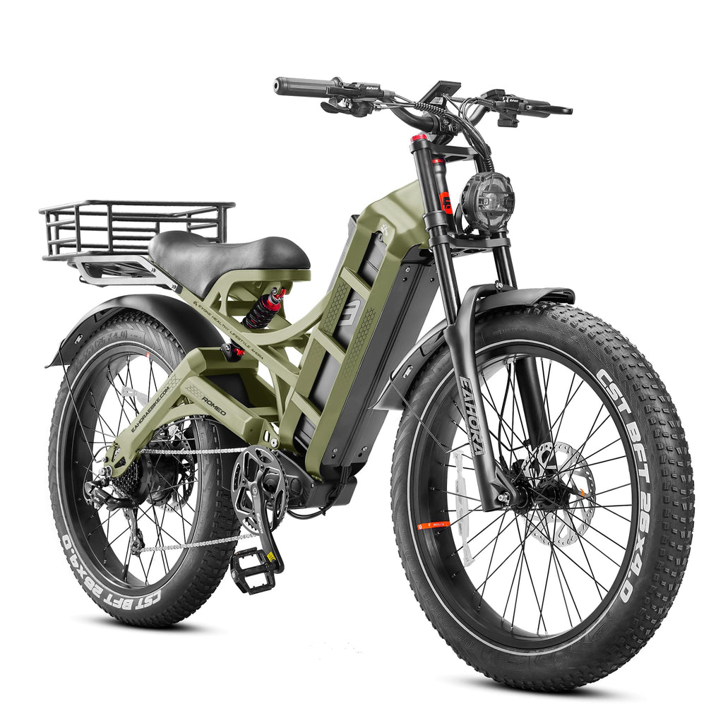 eAhora 2026 Romeo Electric Bike - Adults 40-50MPH 2500W/5600W Dual Motor 60V 80AH 250Miles Long Range Ebike, 26" Fat Tire Fast Electric Mountain Bike Full Suspension Off-Road E-Bike