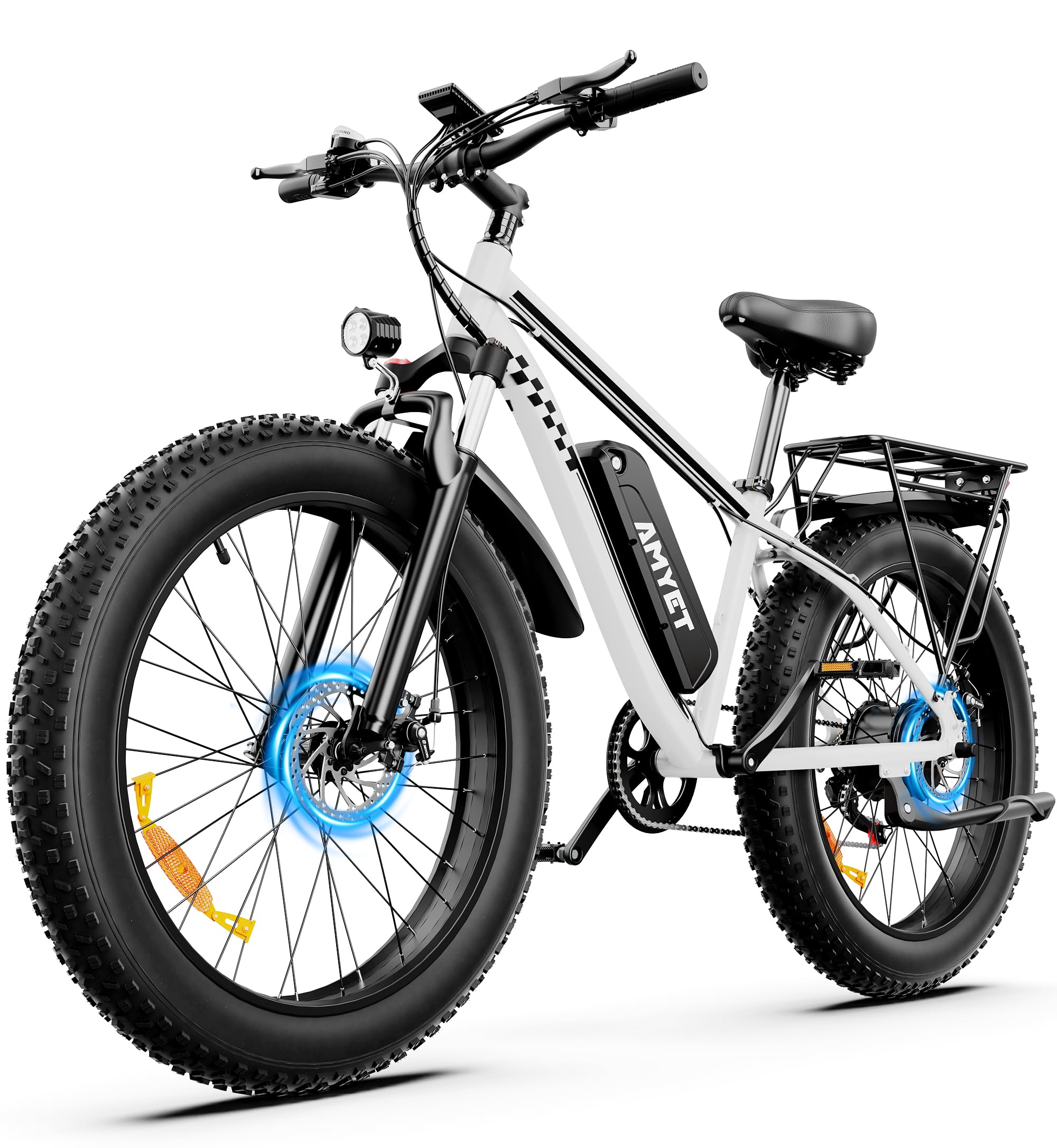 AMYET EB26 Electric Bike for Adults Peak 1500W Electric Bicycle 48V 15AH (720WH) Battery Electric Bike 26" Fat Tire Mountain 28mph 7 Speed Gears Ebike with UL 2849 Certified