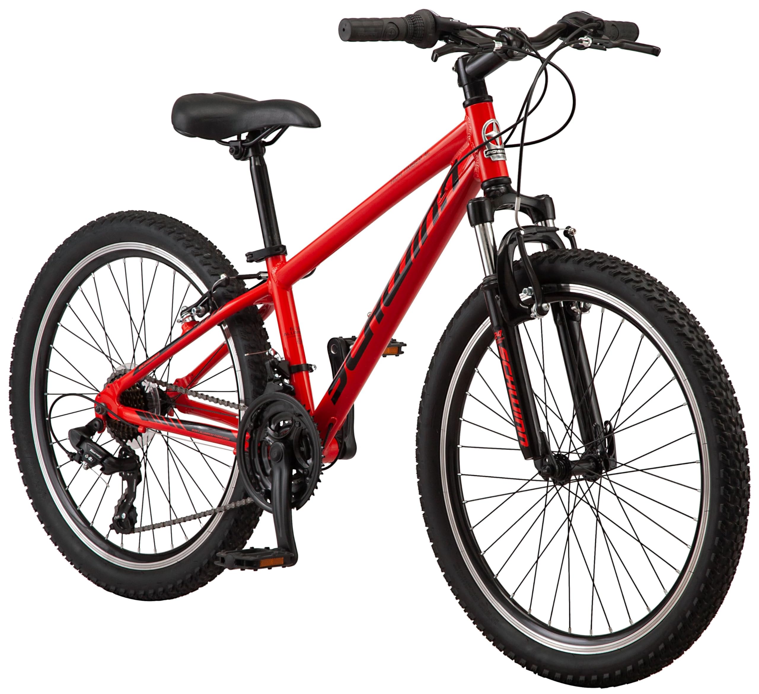 Schwinn High Timber Mountain Bike for Adult Youth Men Women Boys Girls, 24 to 29-Inch Wheels, 7 or 21-Speeds, Front Suspension, Aluminum and Steel Frame Options
