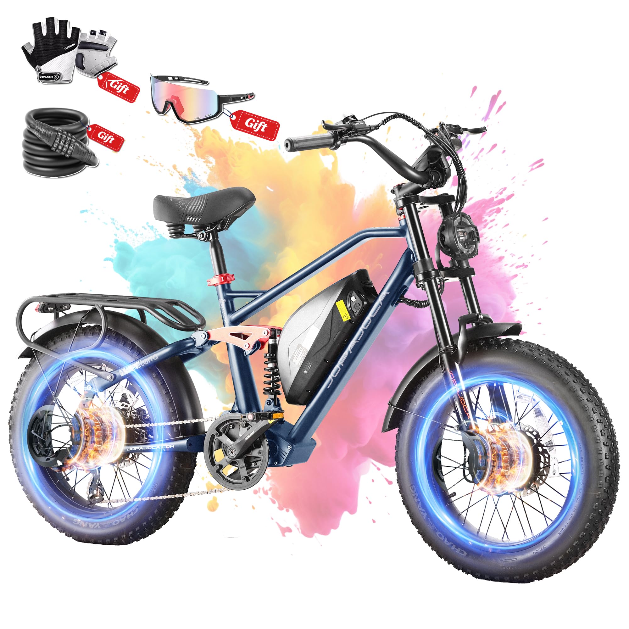 eAhora Terra/Luna 2 Dual Motor Electric Bike for Adults 3000W/1500W 33Mph/31Mph 7-Speed Ebike with Removable 48V 20Ah/15Ah Battery 20'' * 4.0 Fat Tires Ebikes with Dual Hydraulic Disc Brakes