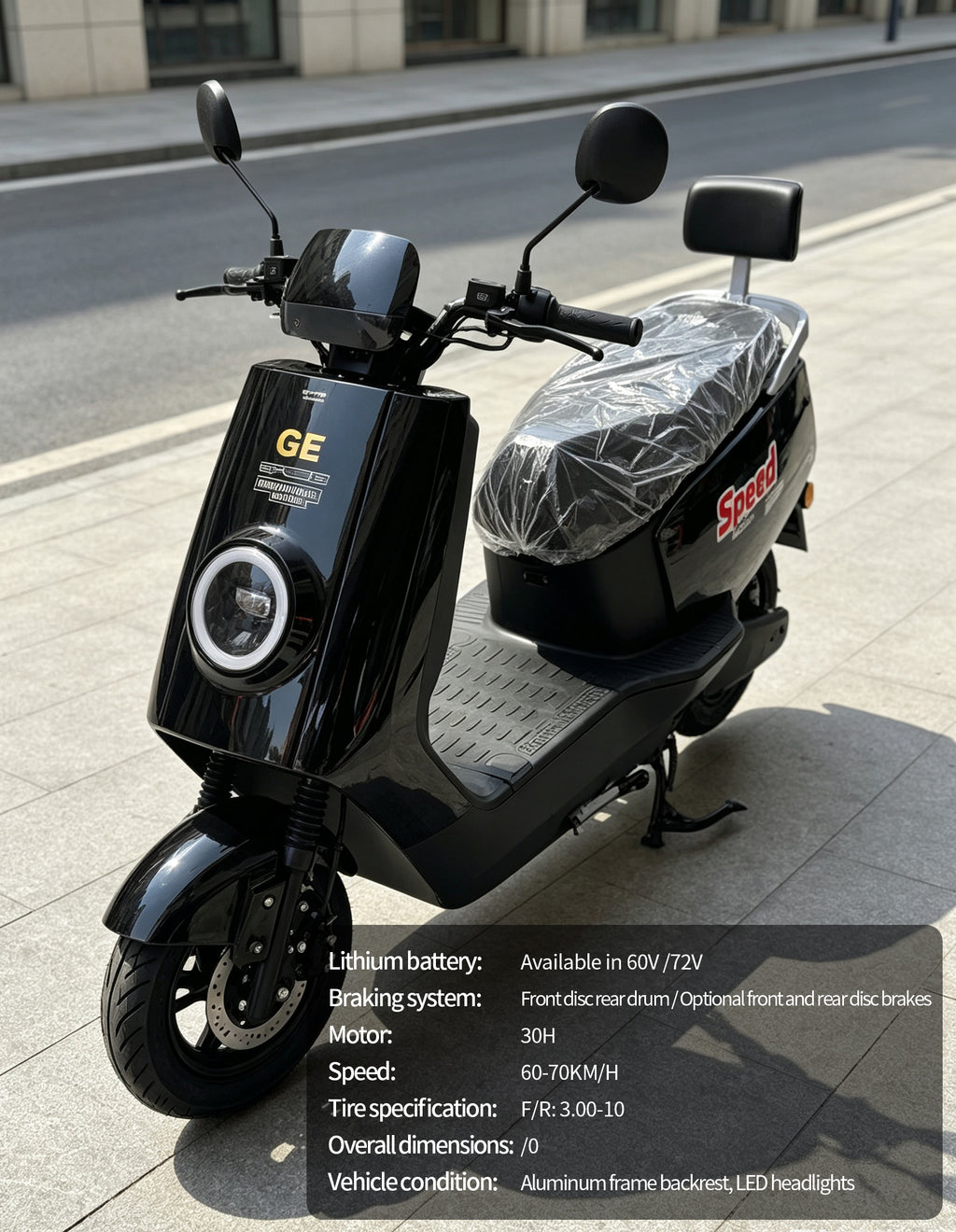 【DUDTN】Adult Urban Electric Scooter Motorcycle | 60KM/H, Available options. Mileage, Optional Front Rear Disc Brake, LED Light with Backrest Free shipping, no additional fees.