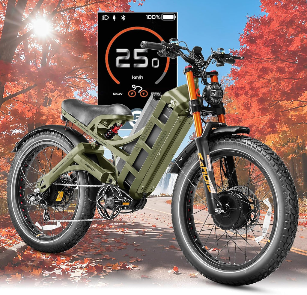 eAhora Romeo Pro 3 [2025 Latest] Electric Bike for Adults 50 Mph, | Peak 5600W | Dual Motor | Removable 60V 80 Ah Battery | 250 Miles Max Long Range | 26" Fat Tire | All-terrian