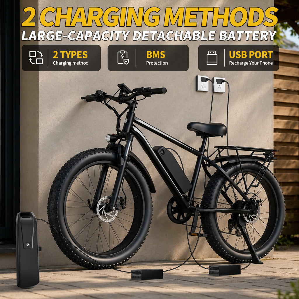 1500W Peak Fat Tire Electric Bike, 48V 15AH Detachable Battery 32MPH All Terrain E-Bike, Full Suspension Aluminum Frame Electric Mountain Bicycle with Hydraulic Disc Brakes