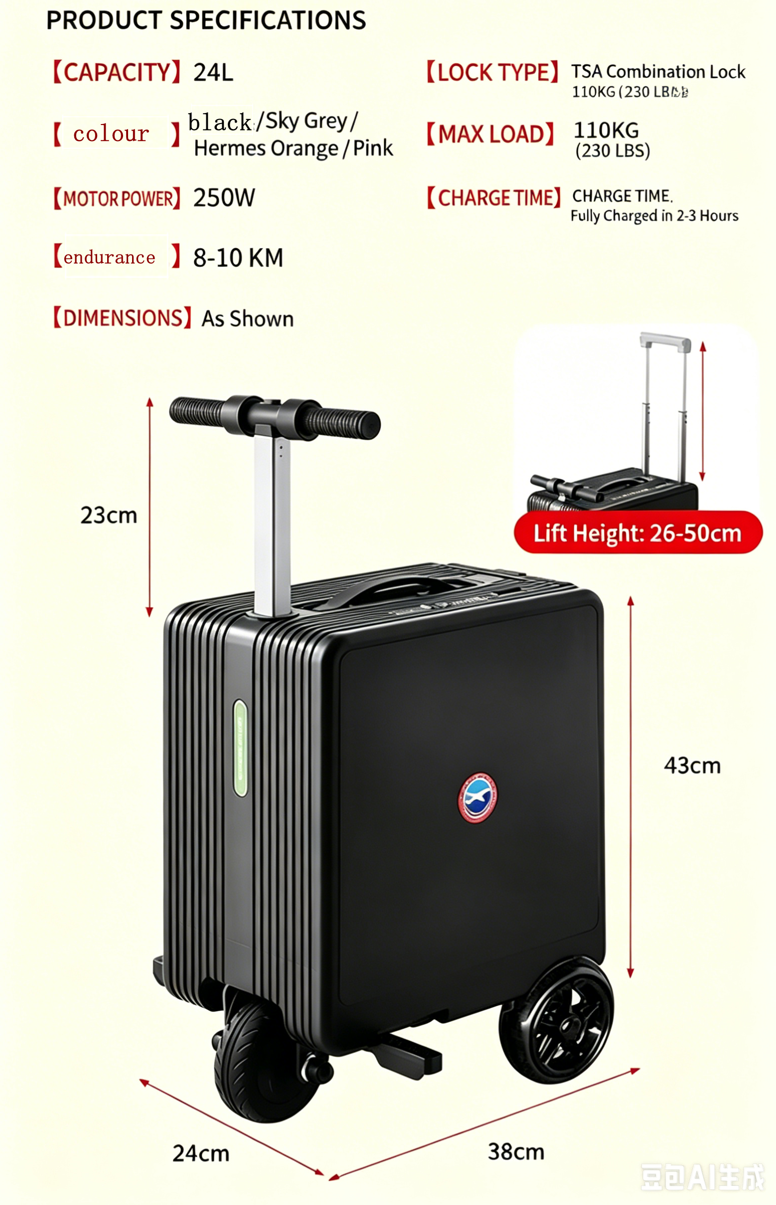 【DUDTN】 Intelligent electric cycling suitcase can be used for human transportation, tie rod password case, large capacity universal wheel business suitcase.