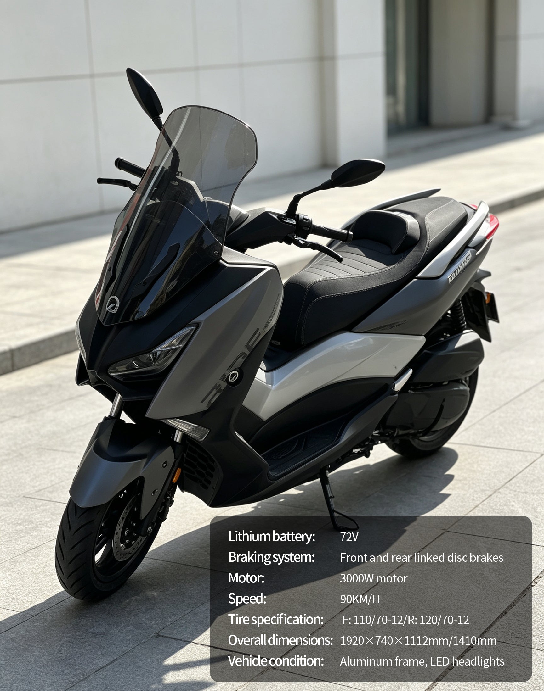 【DUDTN】3000W High Speed Maxi Electric Scooter Motorcycle | 90KM/H Max Speed, Over 180KM Range, Front & Rear Linked Disc Brakes Adult Touring E-Bike Free shipping, no additional fees.