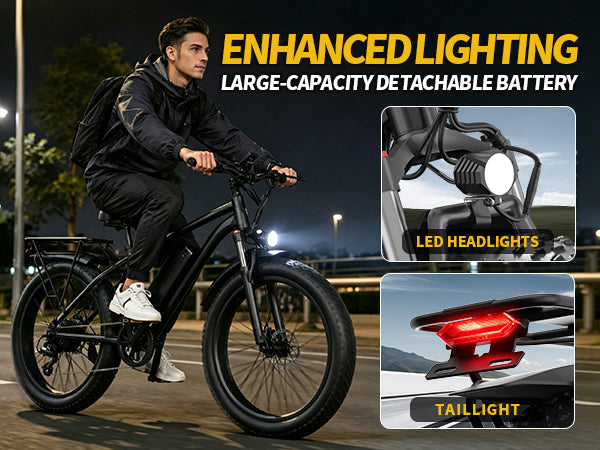 1500W Peak Fat Tire Electric Bike, 48V 15AH Detachable Battery 32MPH All Terrain E-Bike, Full Suspension Aluminum Frame Electric Mountain Bicycle with Hydraulic Disc Brakes