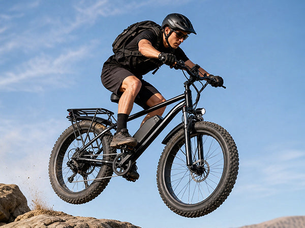 1500W Peak Fat Tire Electric Bike, 48V 15AH Detachable Battery 32MPH All Terrain E-Bike, Full Suspension Aluminum Frame Electric Mountain Bicycle with Hydraulic Disc Brakes