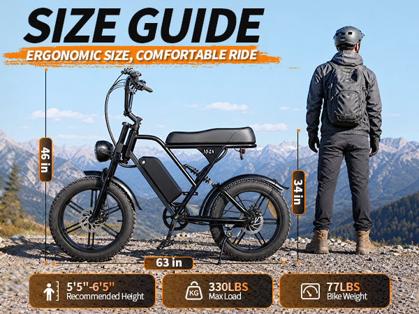 1500W Peak Retro Fat Tire Electric Bike, 48V 20AH Detachable Battery 28MPH Full Suspension E-Bike, 20"×4.0 All Terrain Electric Bicycle with 3 Color Options, Hydraulic Disc Brakes