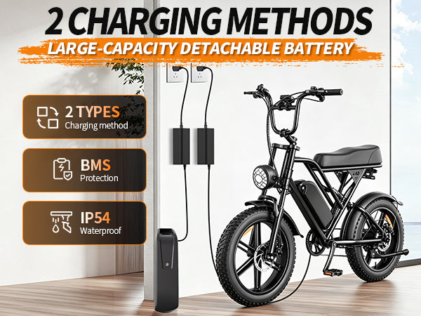1500W Peak Retro Fat Tire Electric Bike, 48V 20AH Detachable Battery 28MPH Full Suspension E-Bike, 20"×4.0 All Terrain Electric Bicycle with 3 Color Options, Hydraulic Disc Brakes