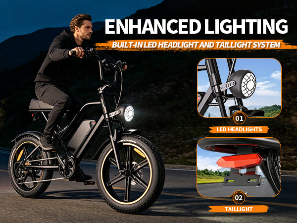 1500W Peak Retro Fat Tire Electric Bike, 48V 20AH Detachable Battery 28MPH Full Suspension E-Bike, 20"×4.0 All Terrain Electric Bicycle with 3 Color Options, Hydraulic Disc Brakes