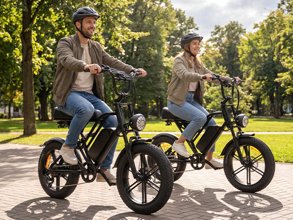 1500W Peak Retro Fat Tire Electric Bike, 48V 20AH Detachable Battery 28MPH Full Suspension E-Bike, 20"×4.0 All Terrain Electric Bicycle with 3 Color Options, Hydraulic Disc Brakes