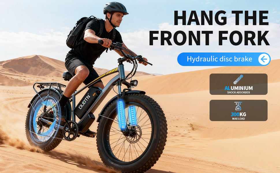 DUOTIN 1500W Fat Tire Electric Bike, 48V 18.2AH Detachable Battery 50KM/H 26"×4.0 All Terrain E-Bike, Aluminum Frame Hydraulic Disc Brake Electric Mountain Bicycle